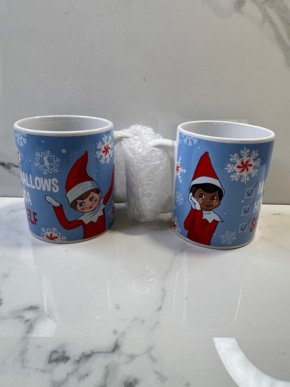 New 2021 Elf on the Shelf Christmas Coffee Mugs Set of 2 Cocoa Marshmallows